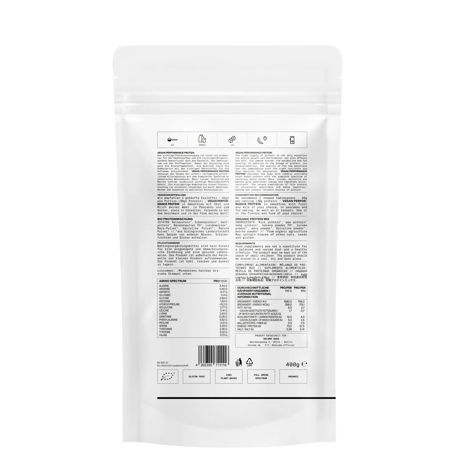 DALUMA Vegan Performance Protein - Neutral