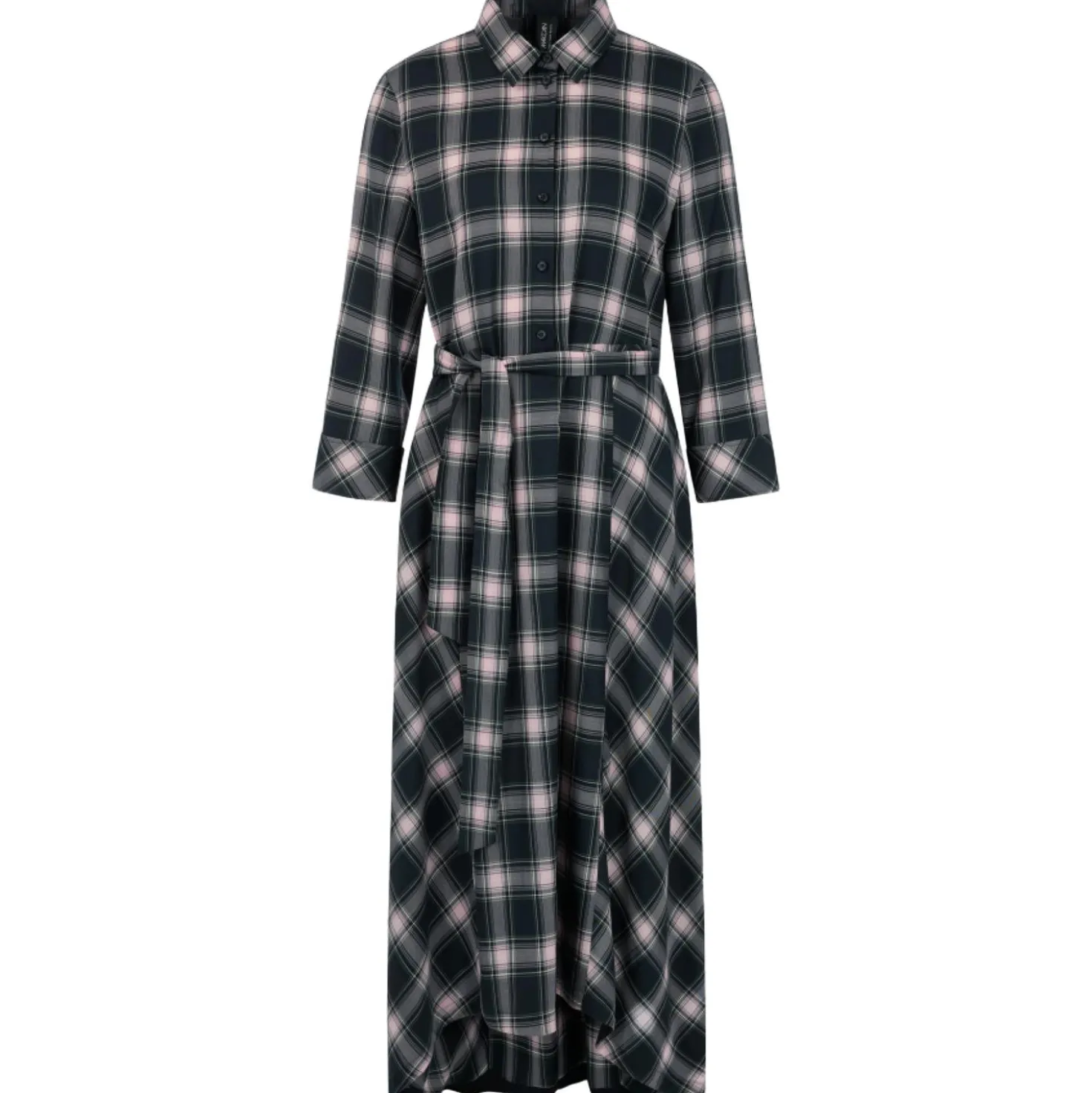 Karo-hemdkleid mit bindegürtel