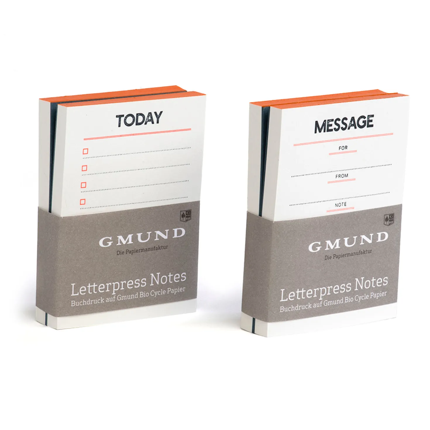 Letterpress Notes Set Neon orange/blau