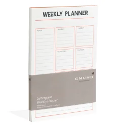 Letterpress Weekly Planner Neon orange/blau