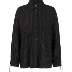 Nadelstreifen-bluse mit fledermausärmel