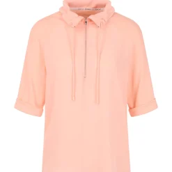 Troyer-blusenshirt mit feinripp